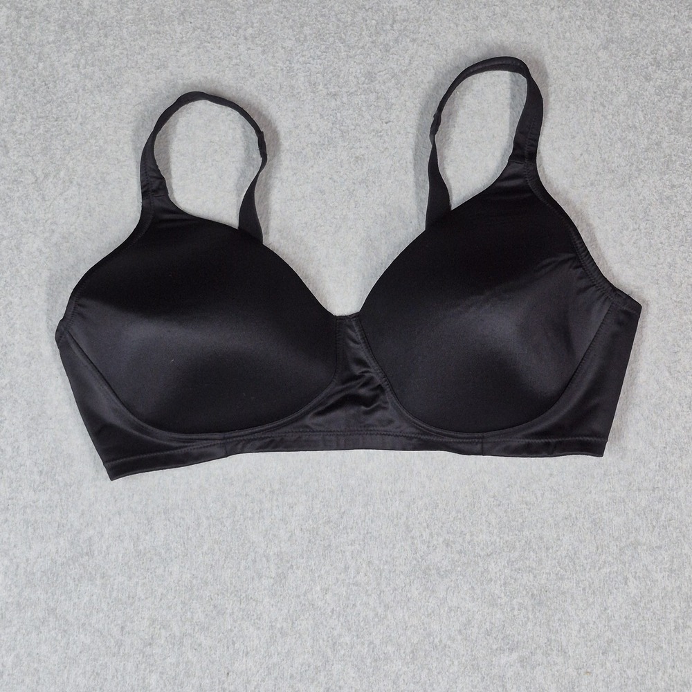 Playtex Women Bra 42D Black Lightly Lined T Shirt Wireless Adjustable Strap